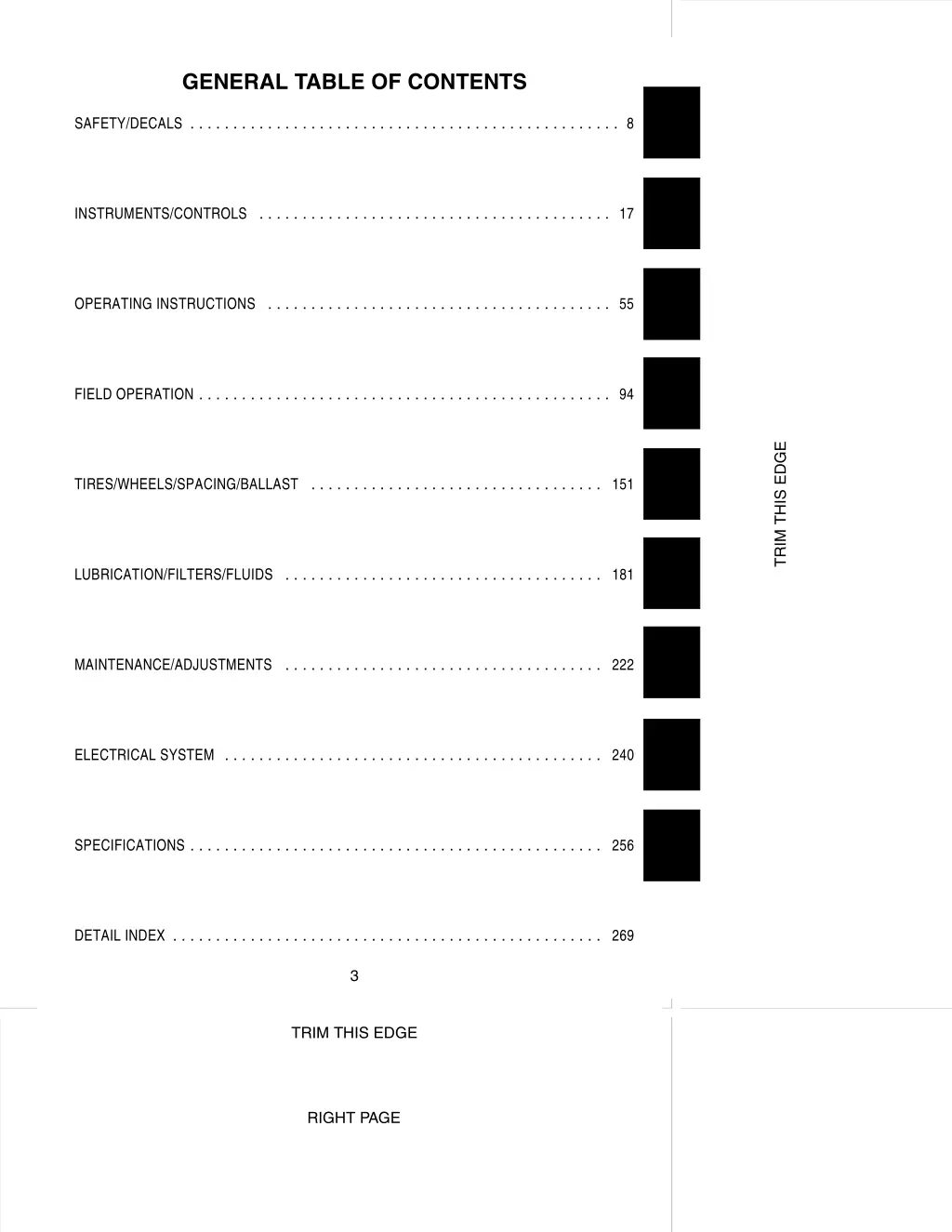 general table of contents