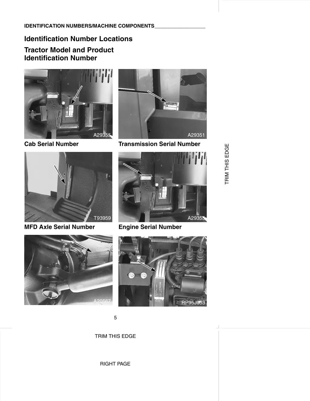 identification numbers machine components 1