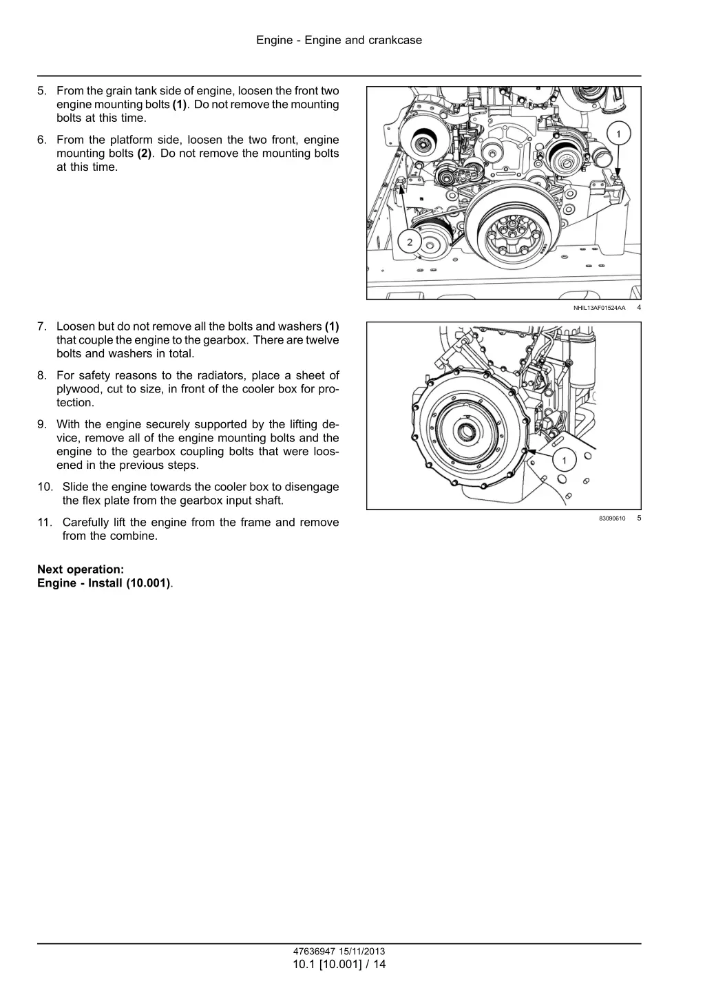 engine engine and crankcase 10