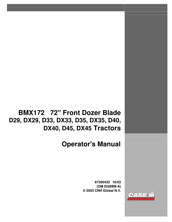 bmx172 72 front dozer blade d29 dx29 d33 dx33