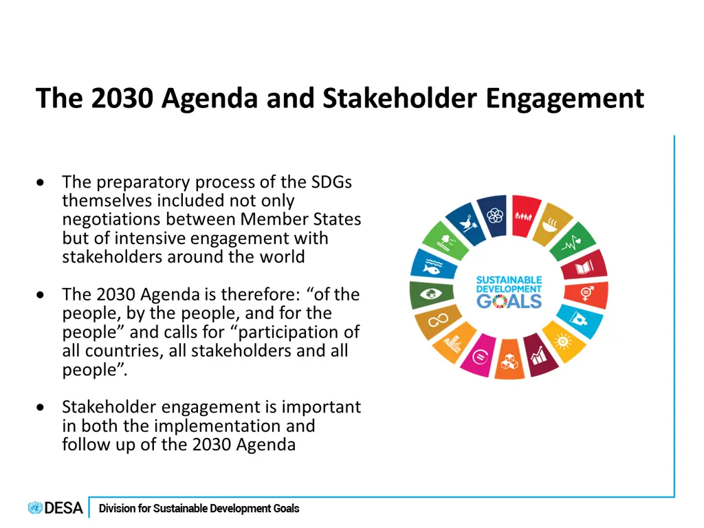 the 2030 agenda and stakeholder engagement