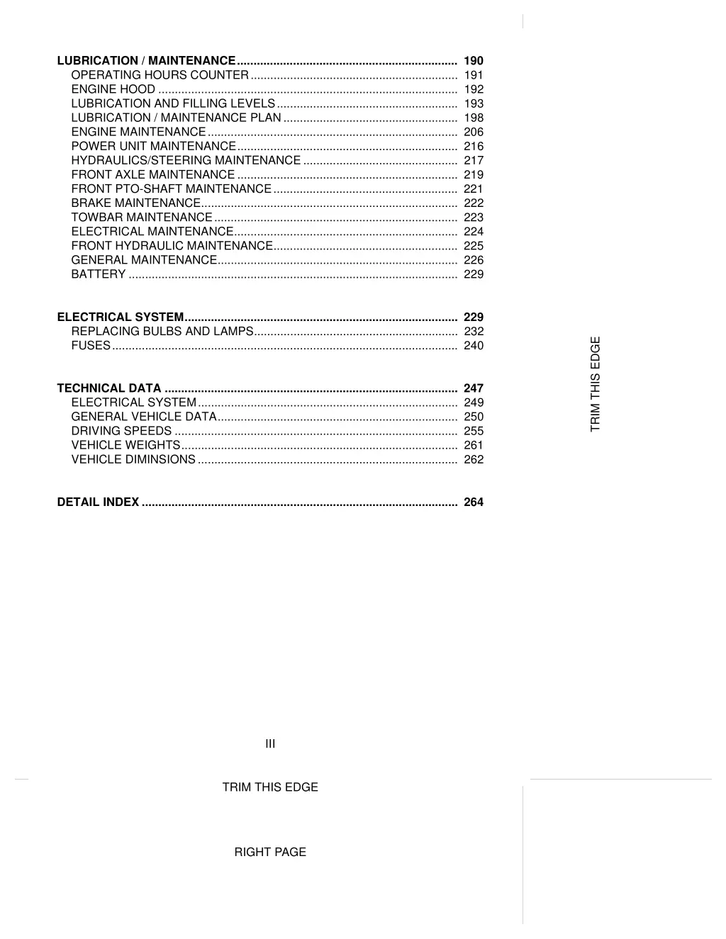 lubrication maintenance 190 operating hours