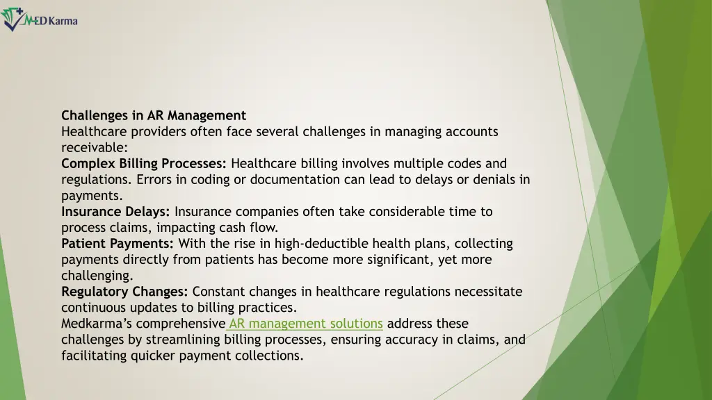 challenges in ar management healthcare providers