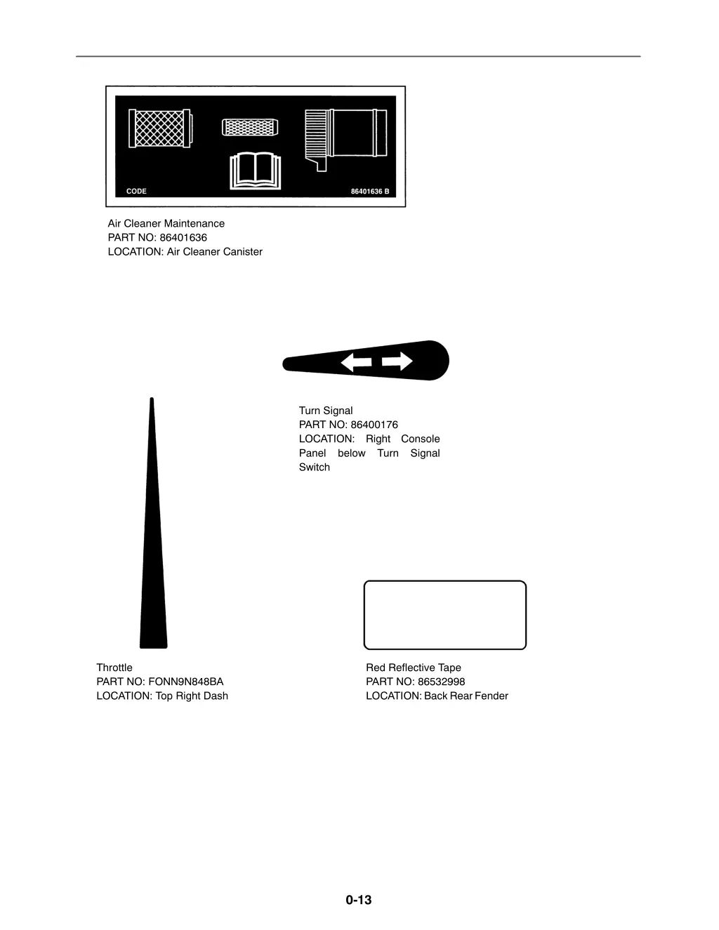 air cleaner maintenance part no 86401636 location