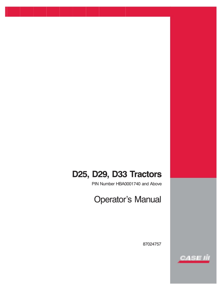 d25 d29 d33 tractors pin number hba0001740