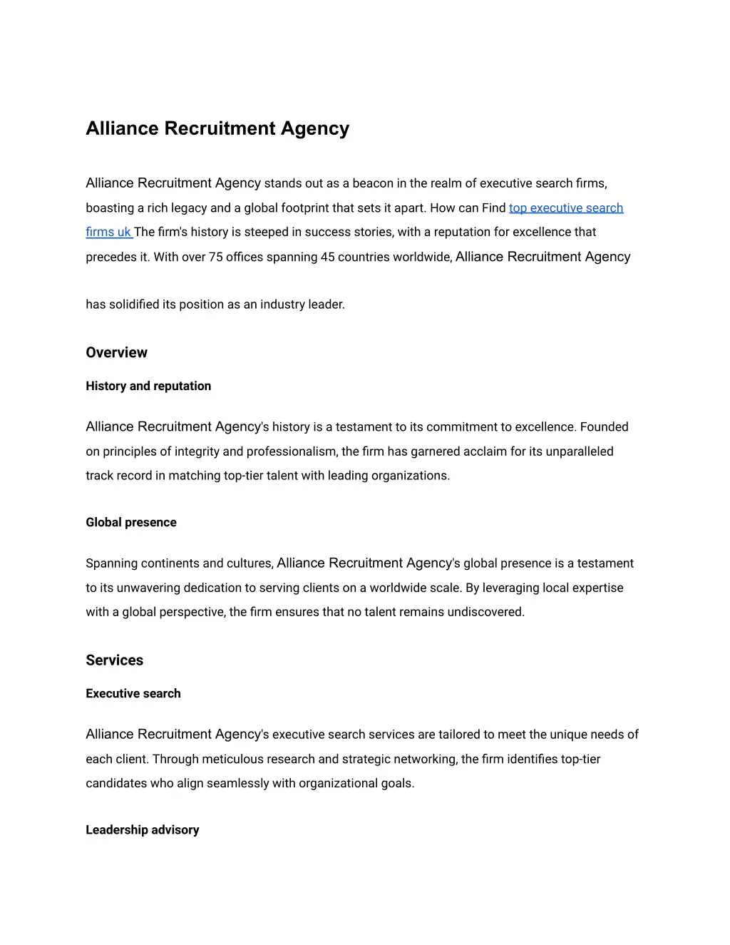 alliance recruitment agency