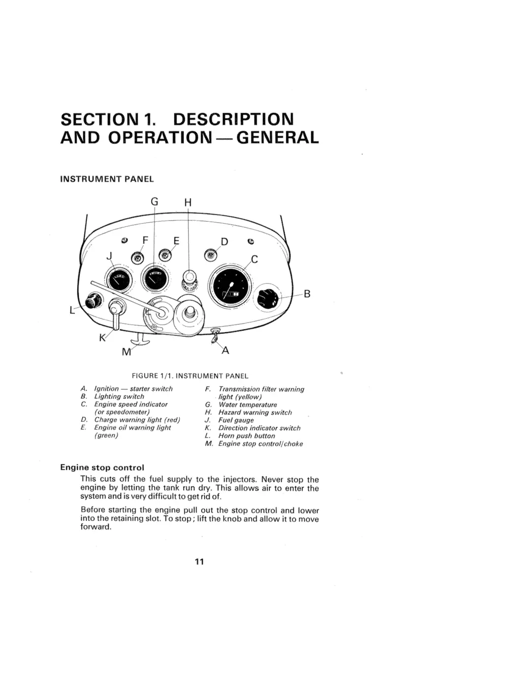 section 1 description and operation general