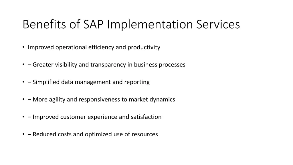 benefits of sap implementation services