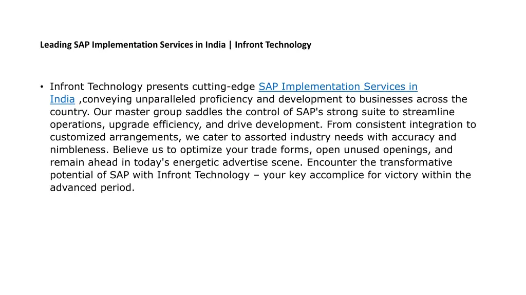 leading sap implementation services in india