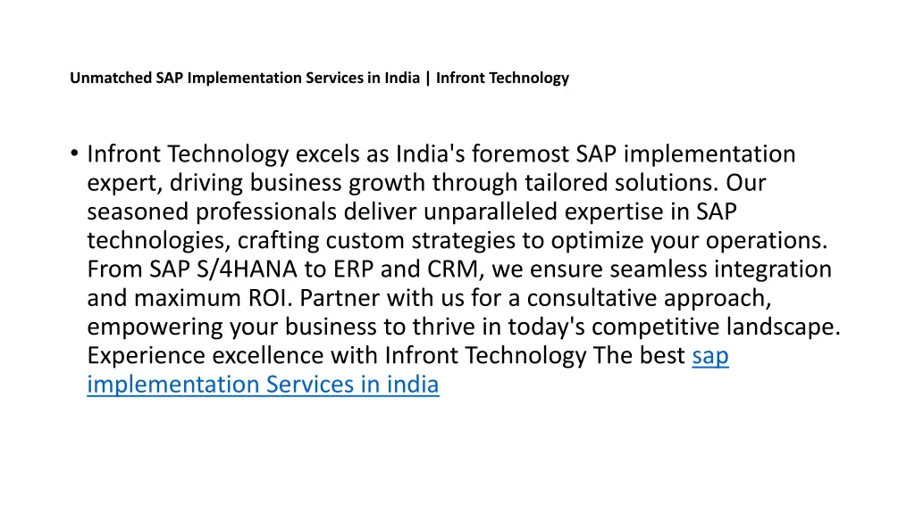 unmatched sap implementation services in india