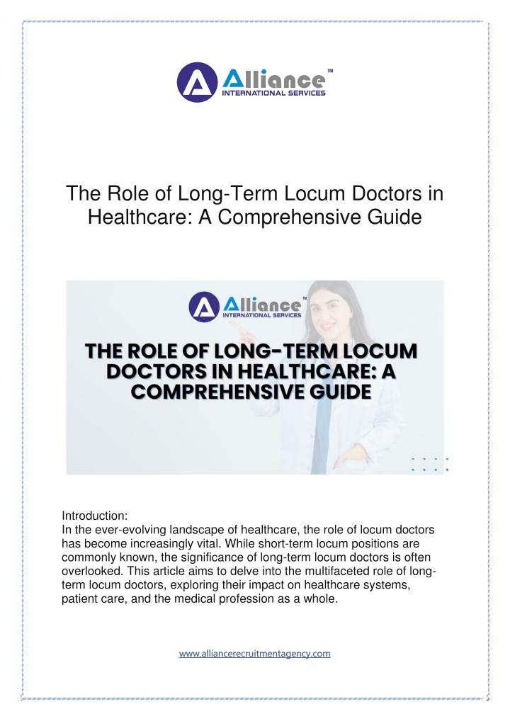 the role of long term locum doctors in healthcare