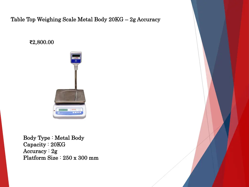 table top weighing scale metal body 20kg table