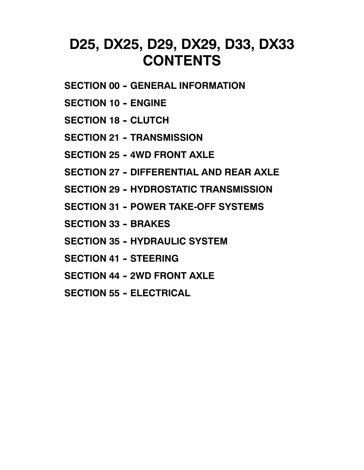 d25 dx25 d29 dx29 d33 dx33 contents