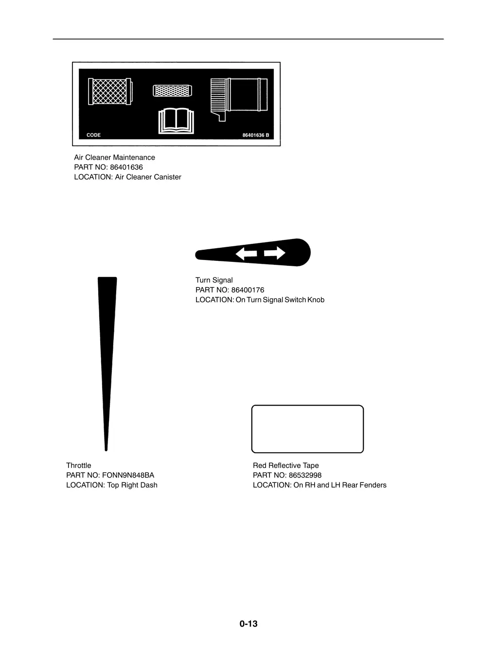 air cleaner maintenance part no 86401636 location