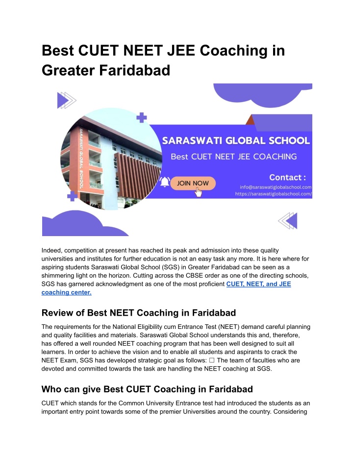 best cuet neet jee coaching in greater faridabad