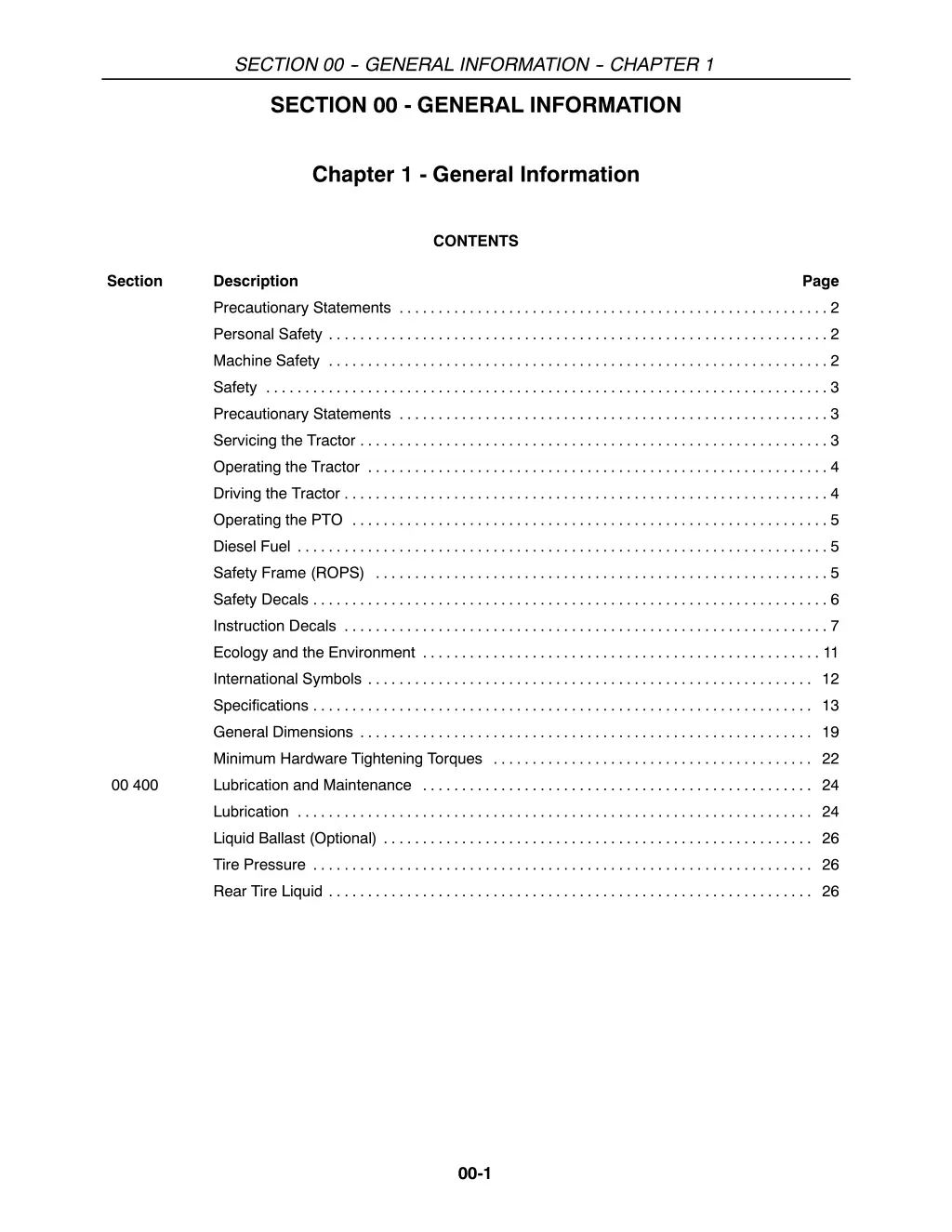 section 00 general information chapter 1