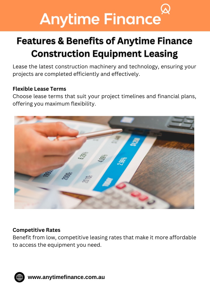 features benefits of anytime finance construction