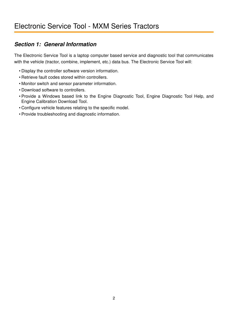 electronic service tool mxm series tractors 1