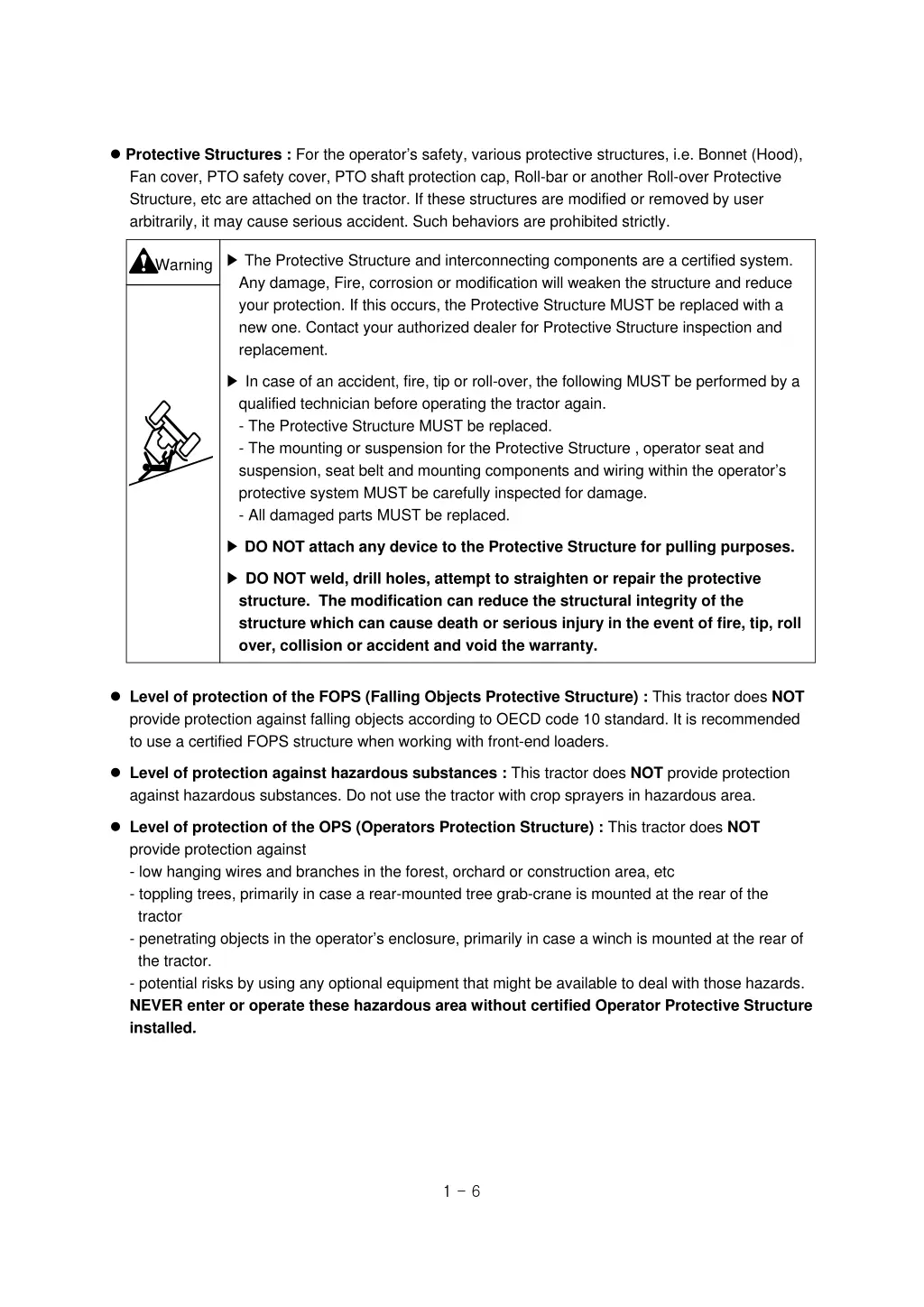 protective structures for the operator s safety