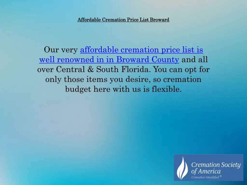 affordable cremation price list broward