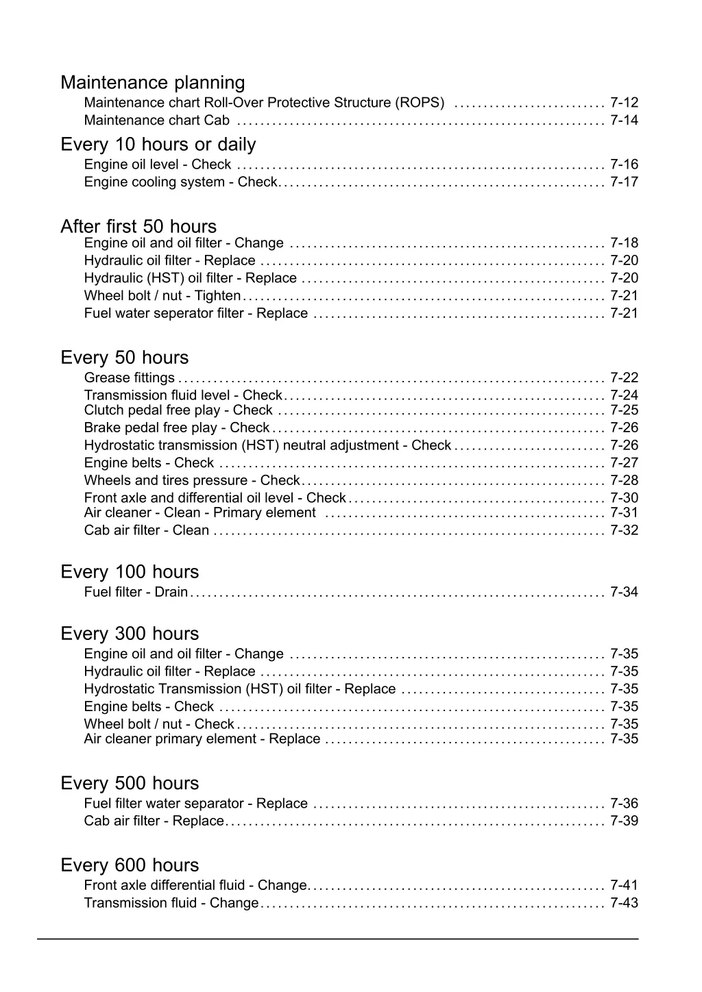 maintenance planning maintenance chart roll over