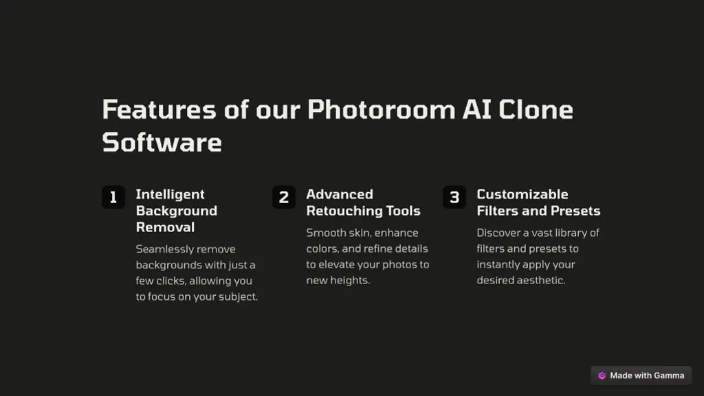 features of our photoroom ai clone software