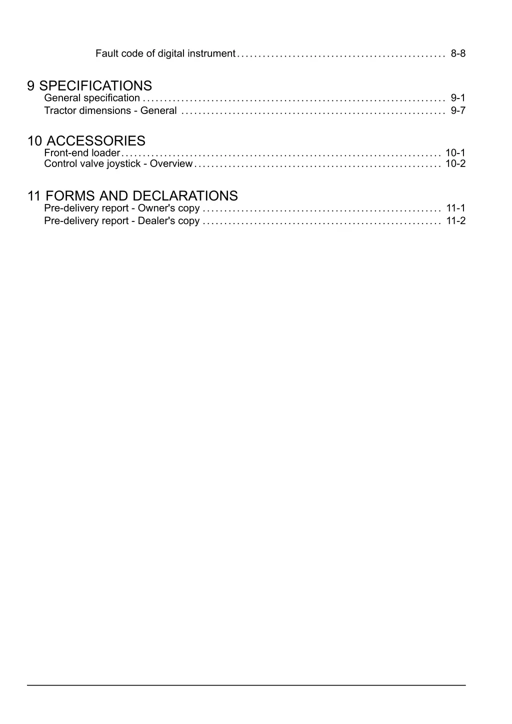 fault code of digital instrument 8 8