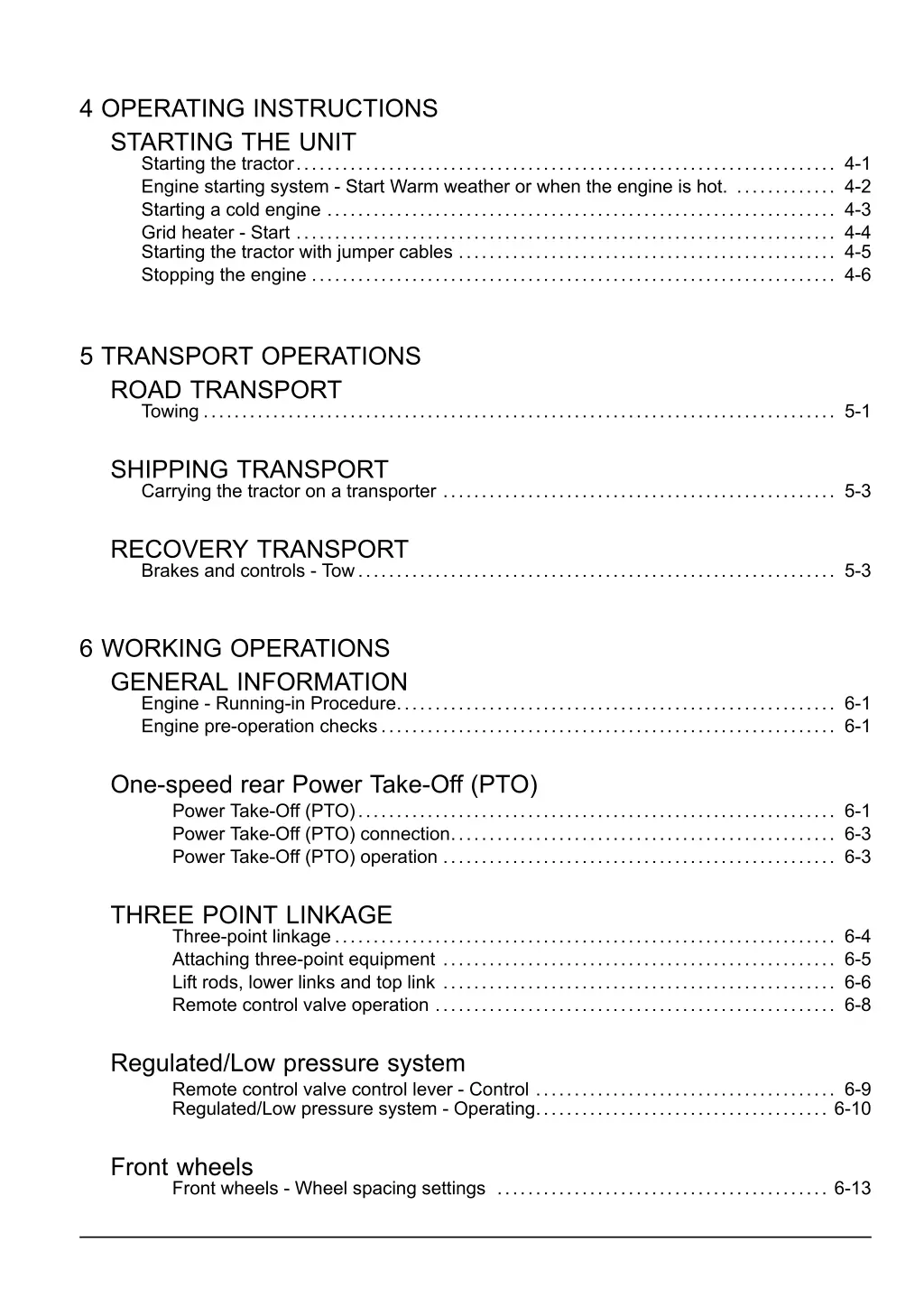 4 operating instructions starting the unit