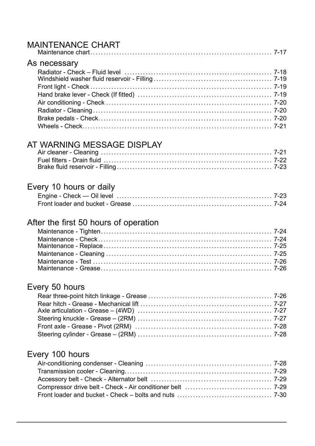 maintenance chart maintenance chart