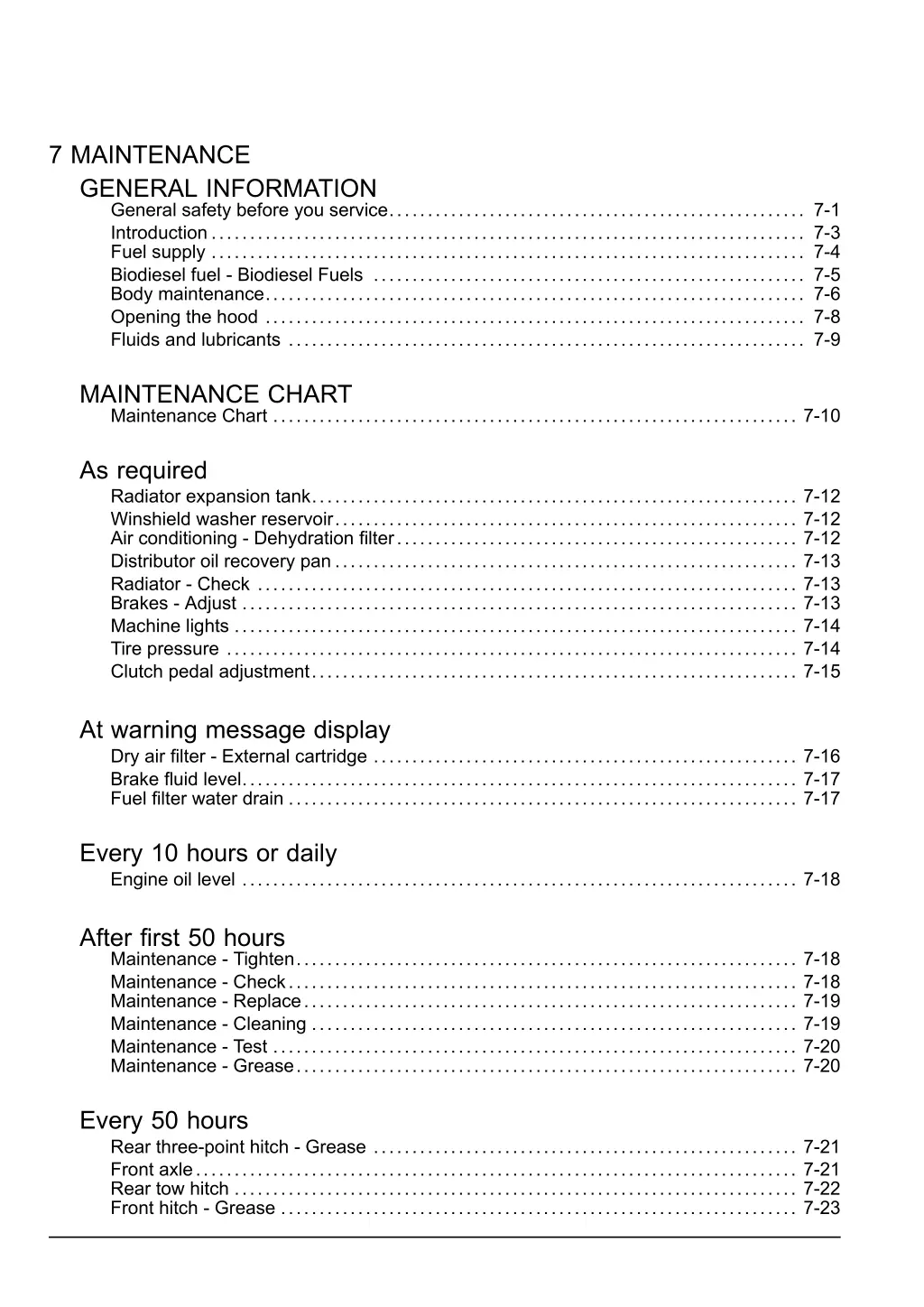 7 maintenance general information general safety