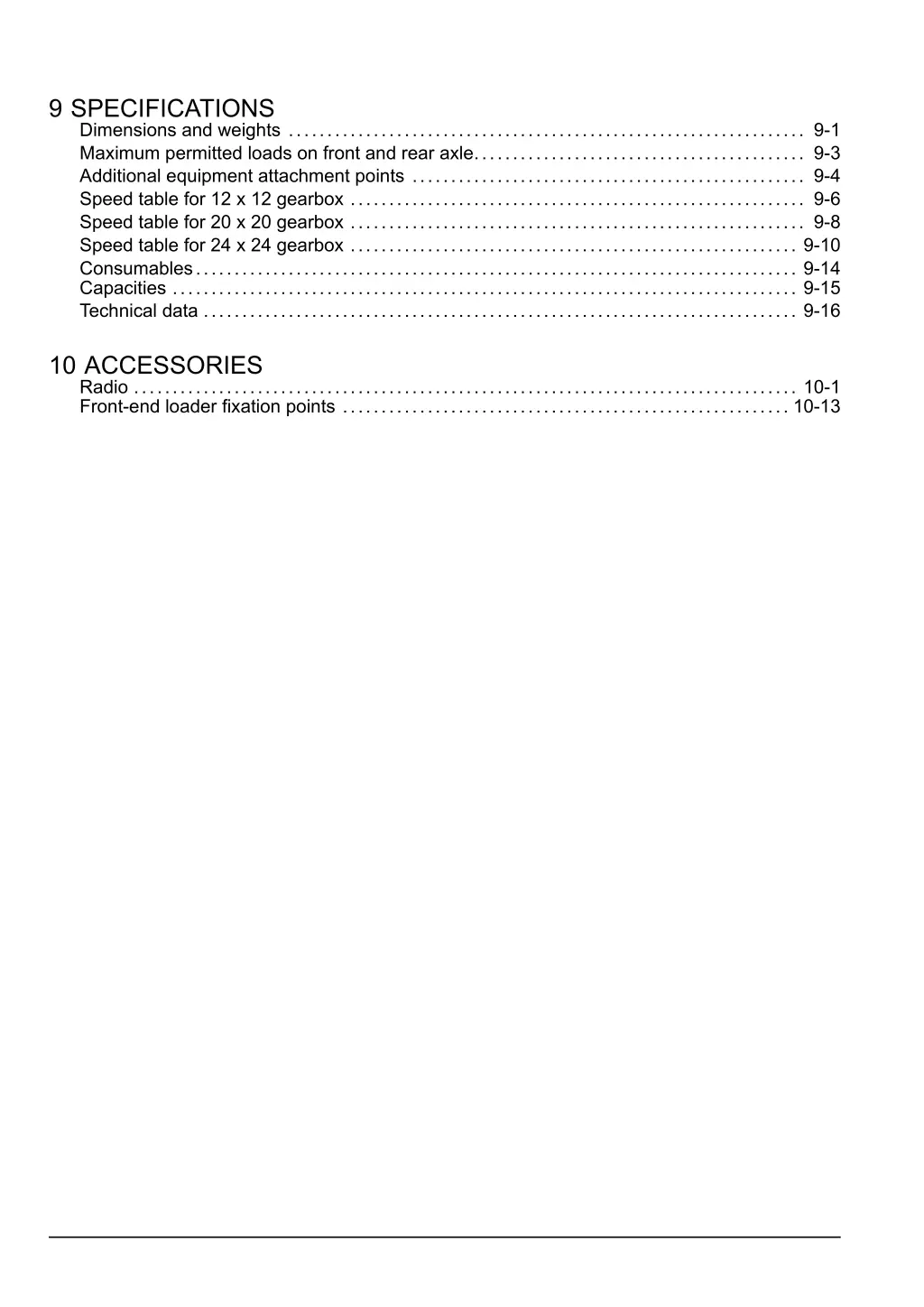 9 specifications dimensions and weights