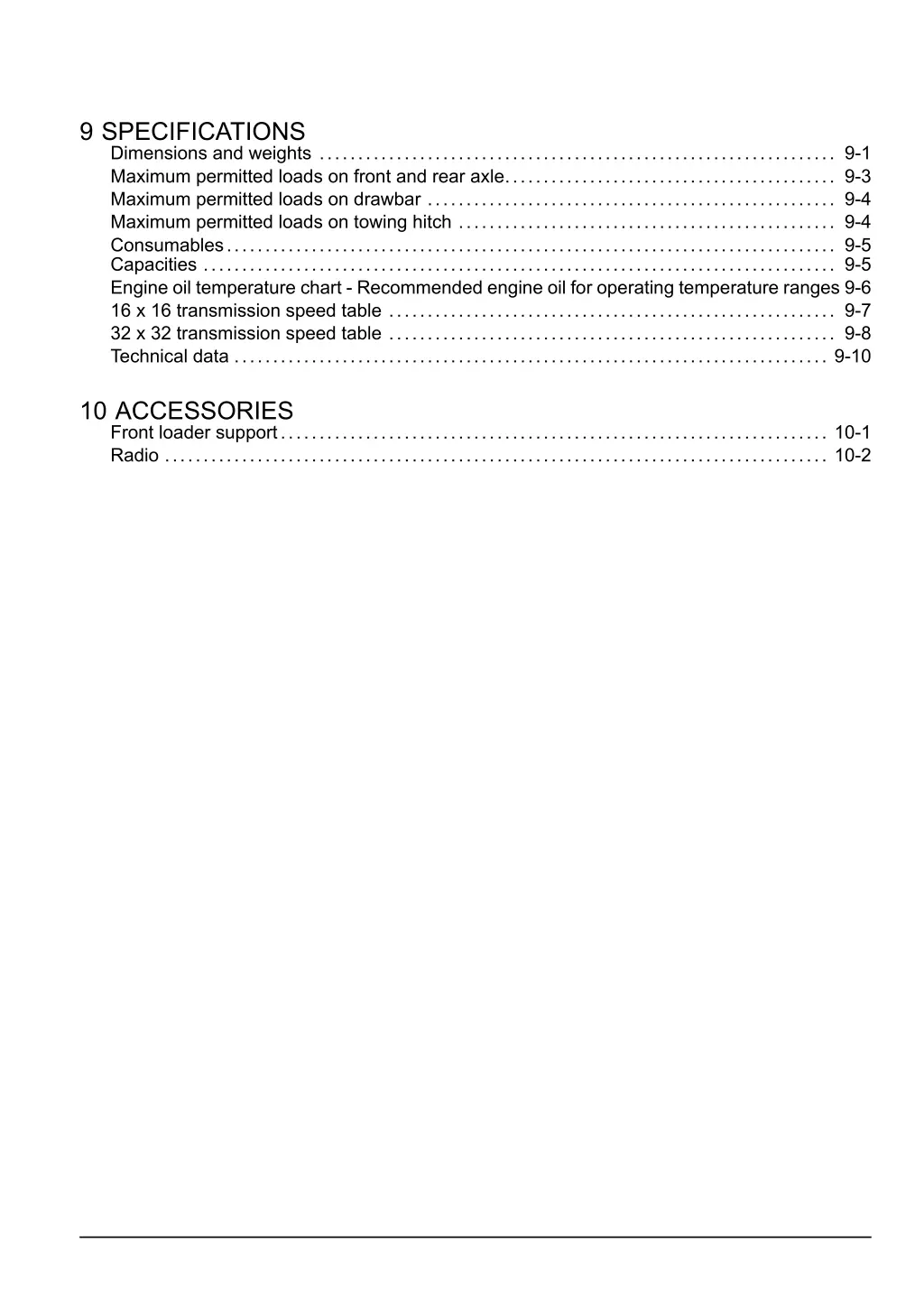 9 specifications dimensions and weights