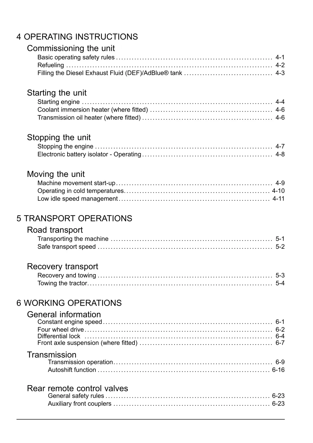 4 operating instructions commissioning the unit