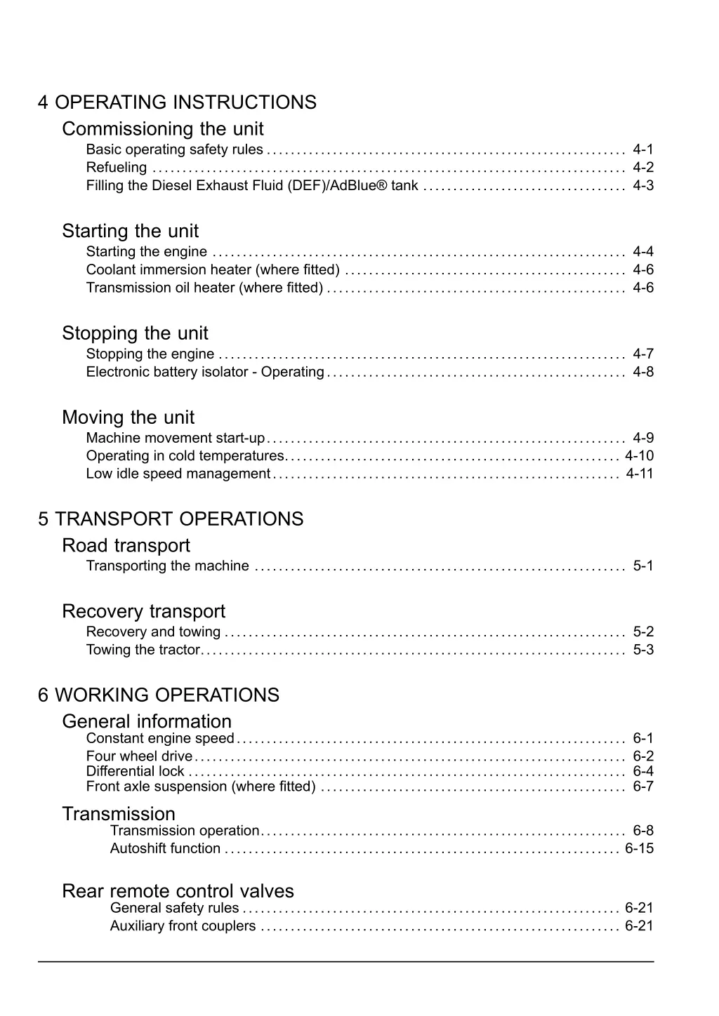 4 operating instructions commissioning the unit