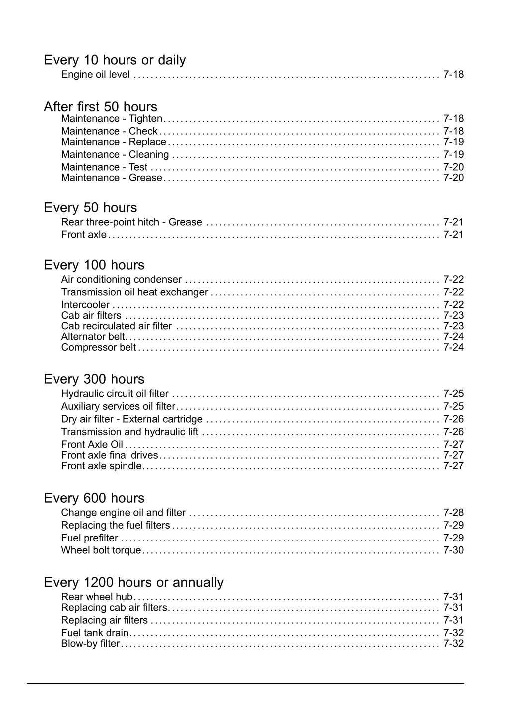 every 10 hours or daily engine oil level 7 18