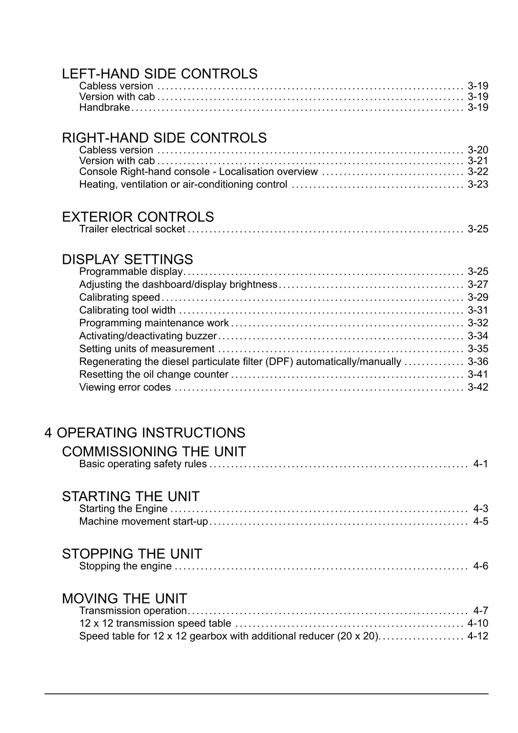 left hand side controls cabless version