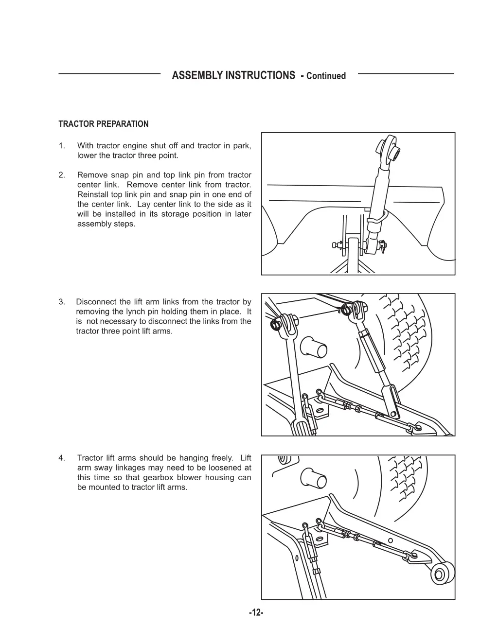 assembly instructions c ontinued