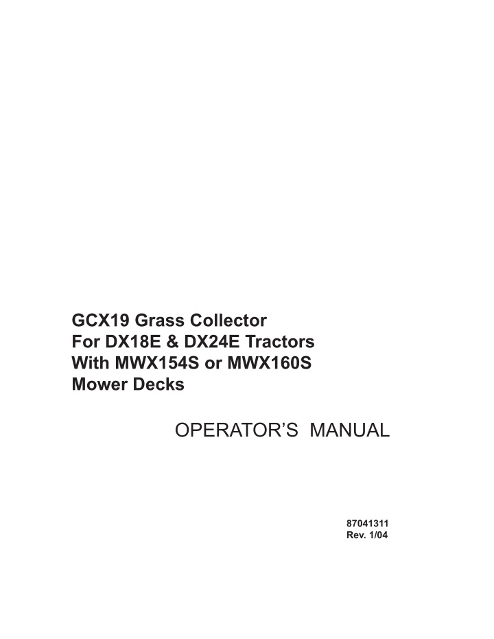 gcx19 grass collector for dx18e dx24e tractors