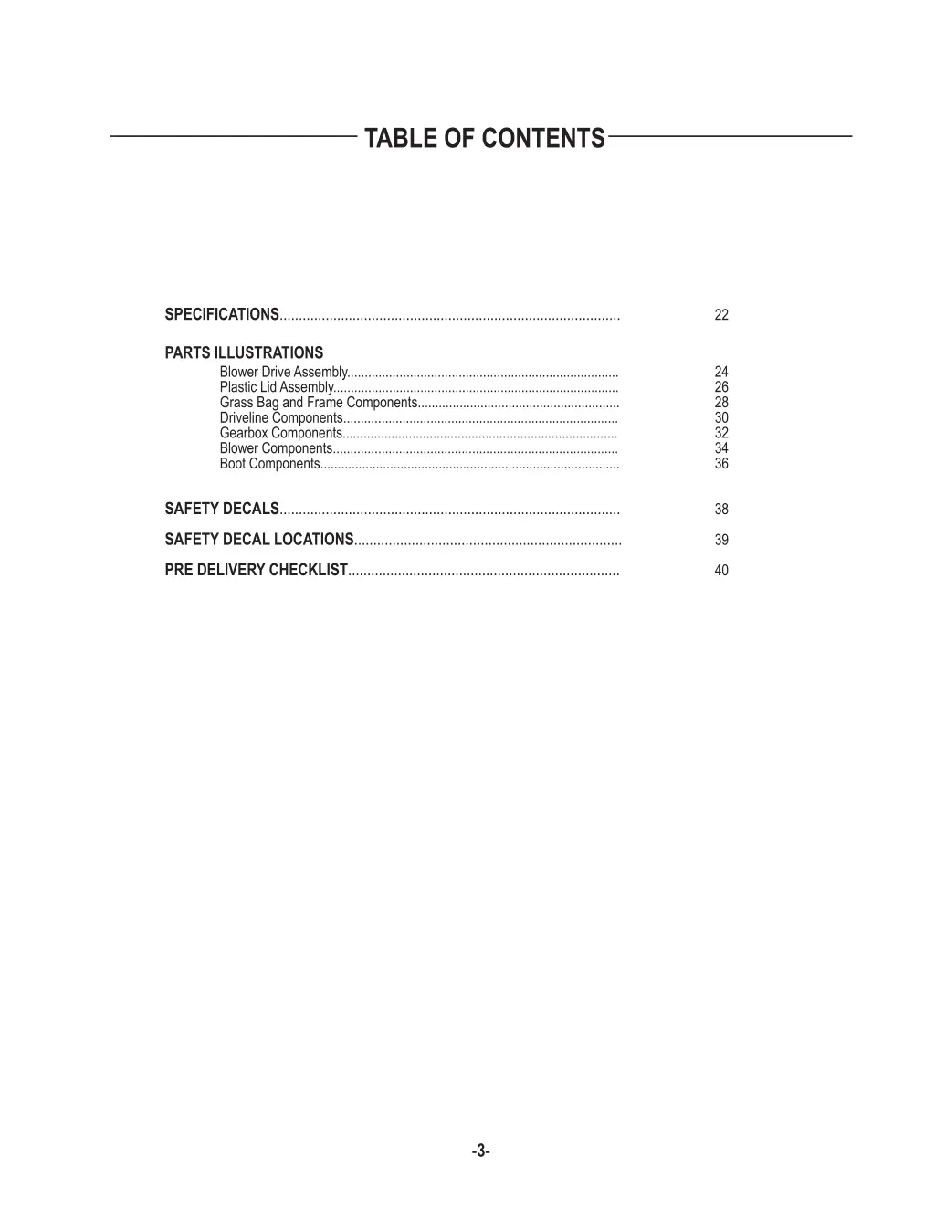 table of contents 1