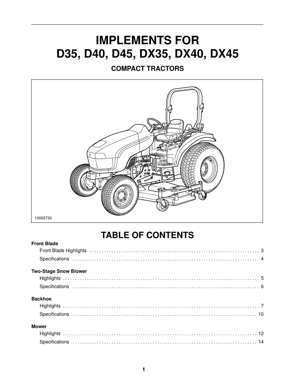 implements for d35 d40 d45 dx35 dx40 dx45