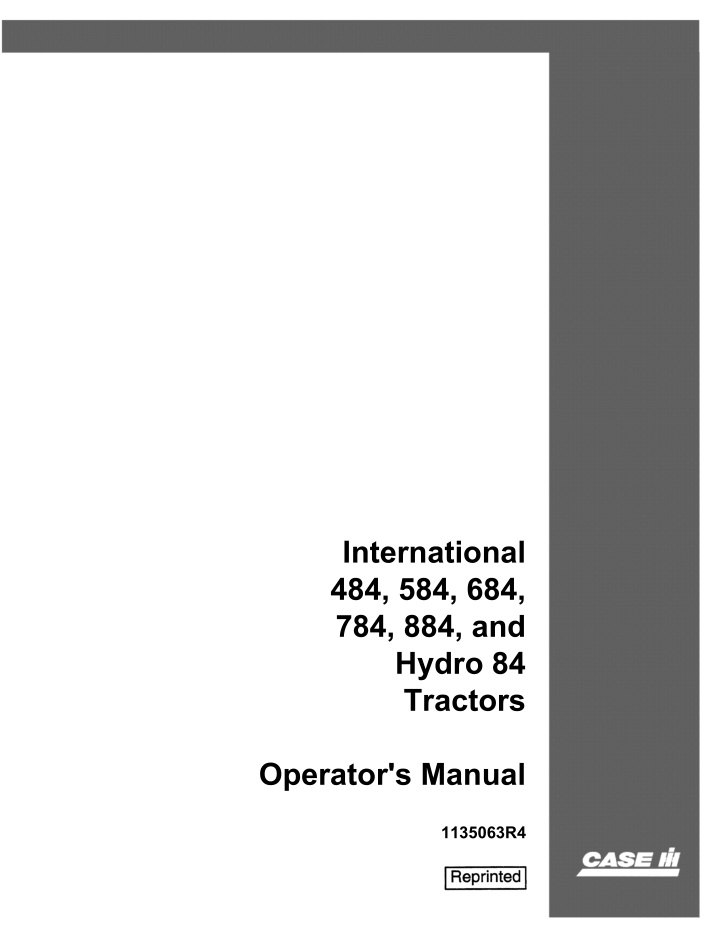 international 484 584 684 784 884 and hydro