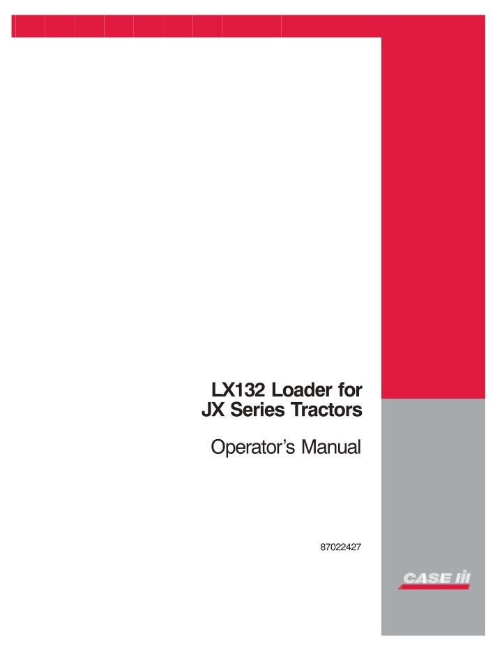 lx132 loader for jx series tractors