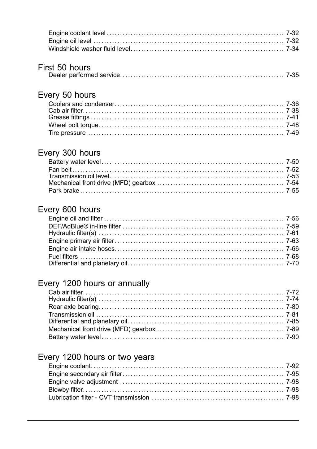 engine coolant level 7 32 engine oil level