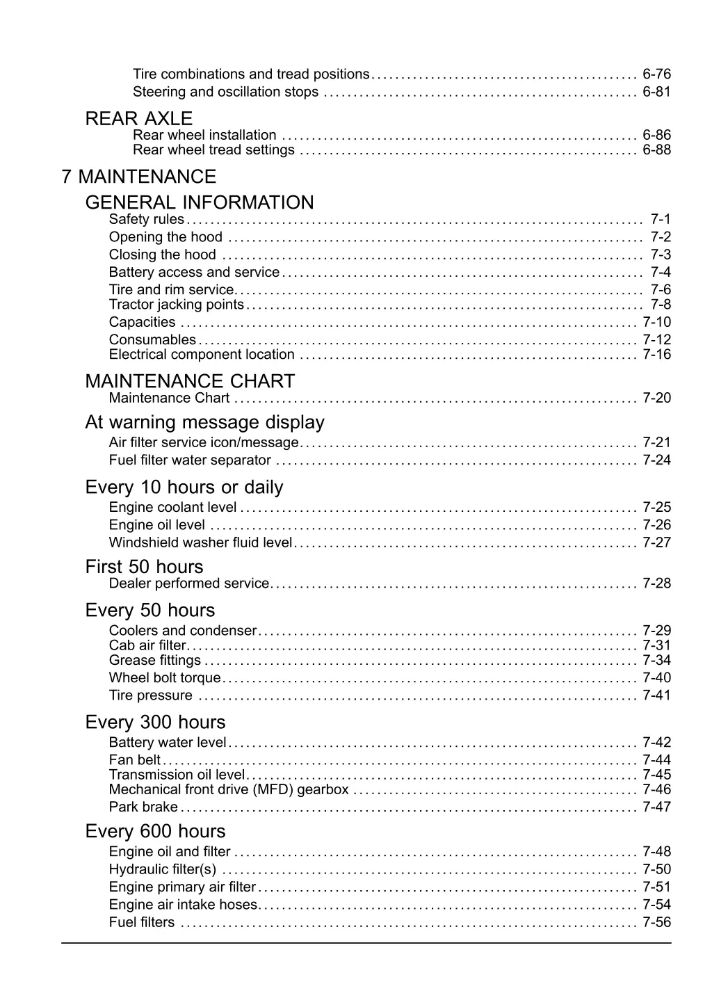 tire combinations and tread positions