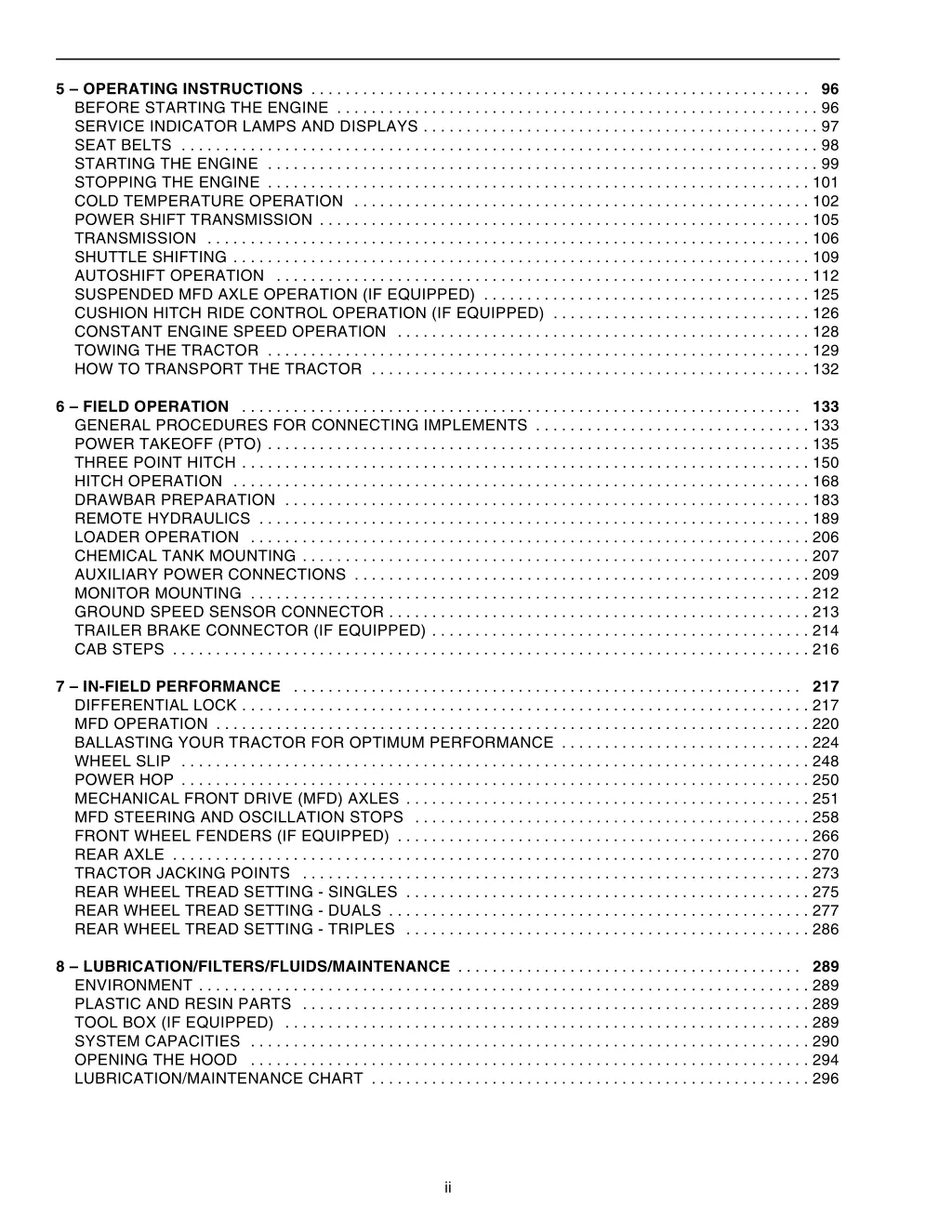 5 operating instructions 96 before starting