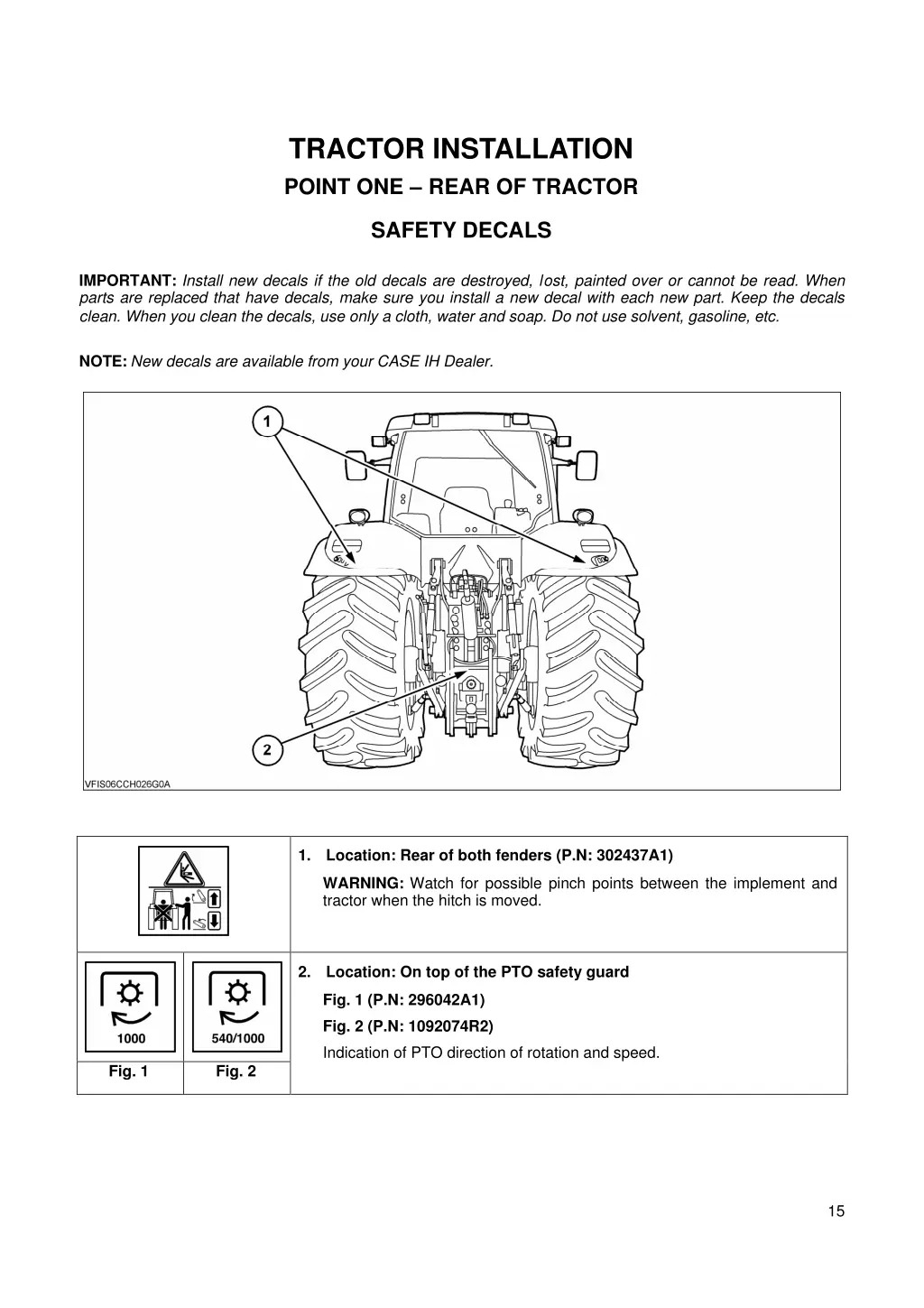 tractor installation point one rear of tractor