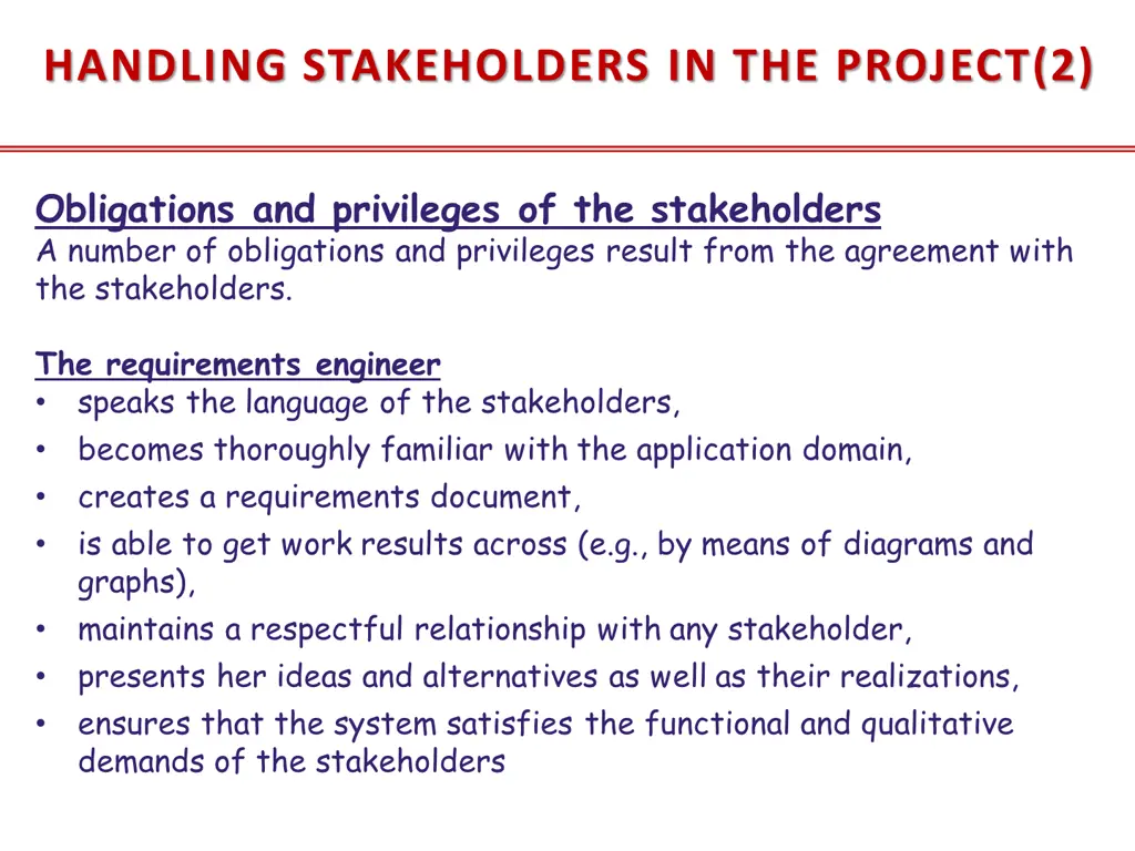 handling stakeholders in the project 2