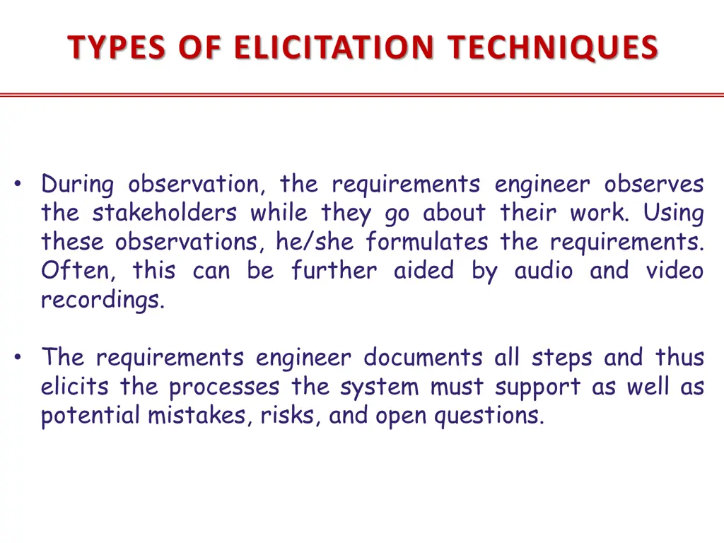 types of elicitation techniques