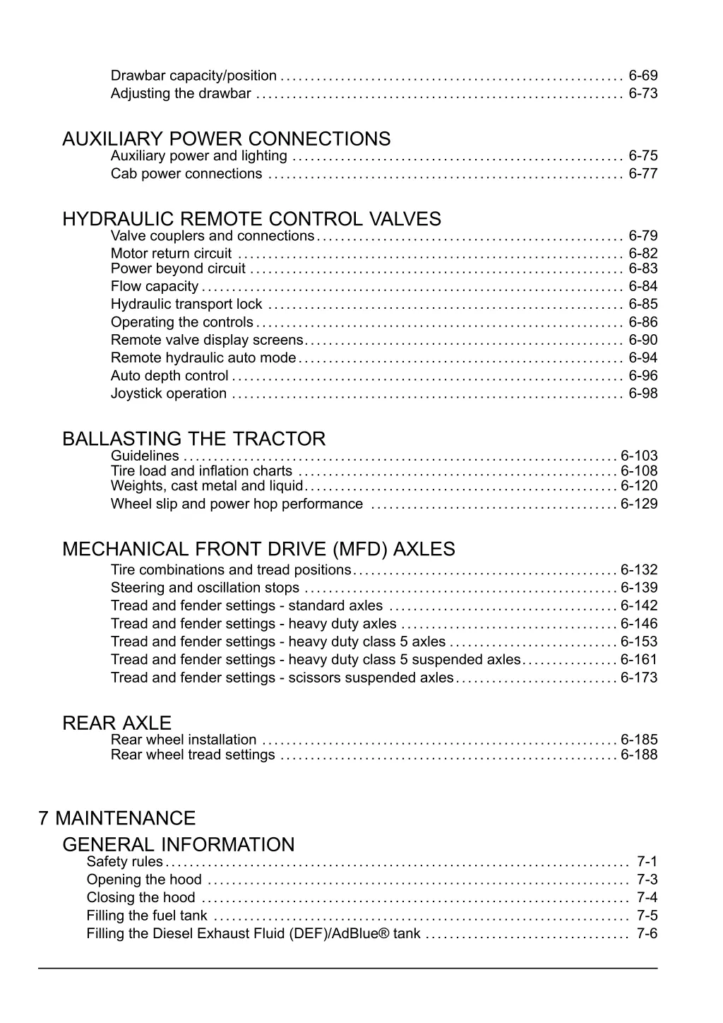 drawbar capacity position 6 69 adjusting