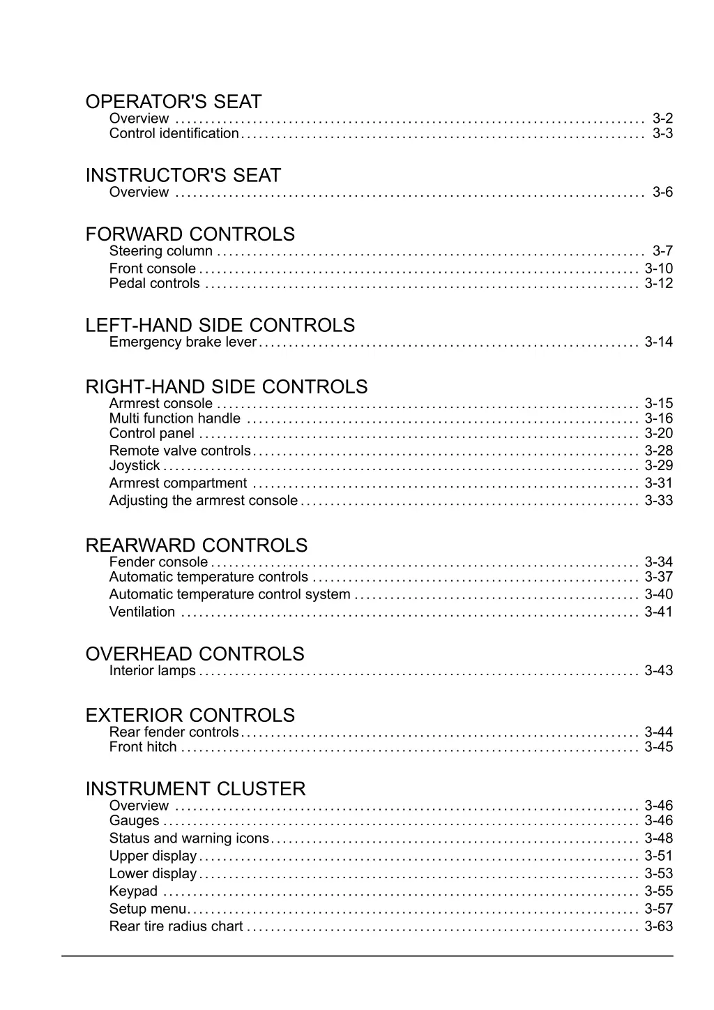 operator s seat overview 3 2 control